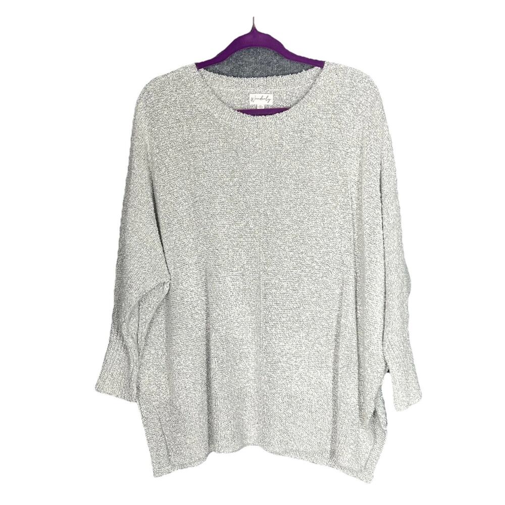 Womens Sweater X-Large loose knit Soft Tunic Gray Side Slit Classic Loose Cozy